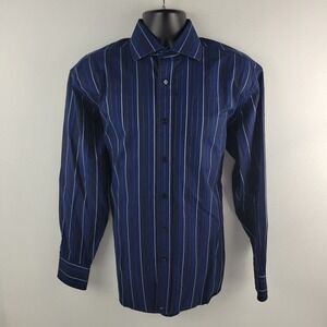 Tommy Hilfiger Dress‎ shirt p40 blue striped 80s 2 ply mens m